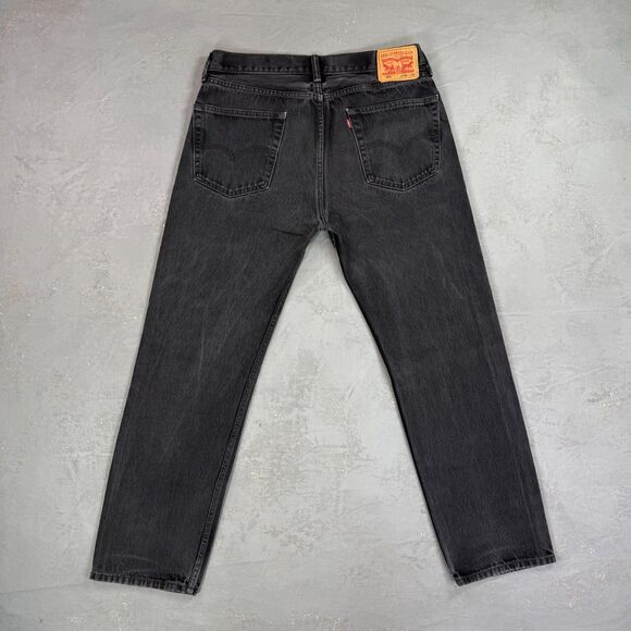 Levi's 505 Straight Leg Faded Black Denim Red Tab Jeans Fit 36 x 31 - Picture 6 of 8
